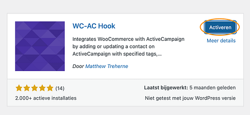 WooCommerce koppelen met ActiveCampaign WC AC hook installeren stap 3
