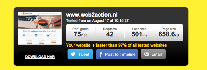 website laadtijd web2action