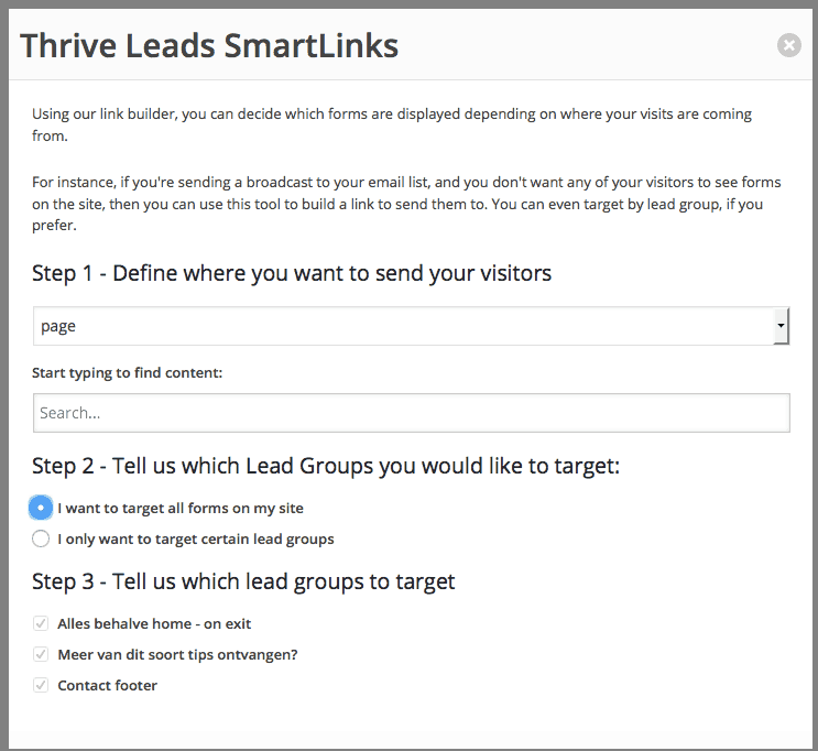 Thrive Leads Smartlinks